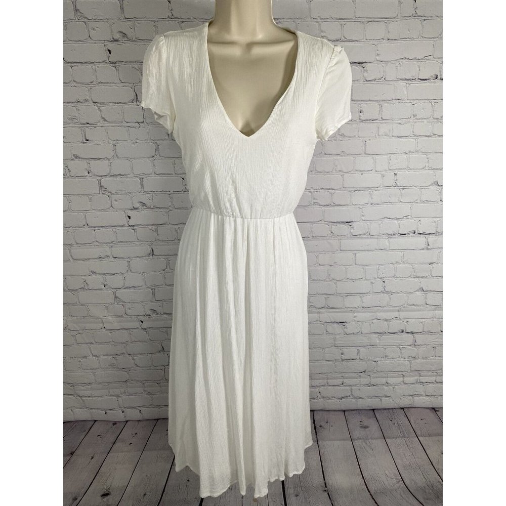 WAYF Where Are You From White V Neck Long Flowy Midi Dress XS